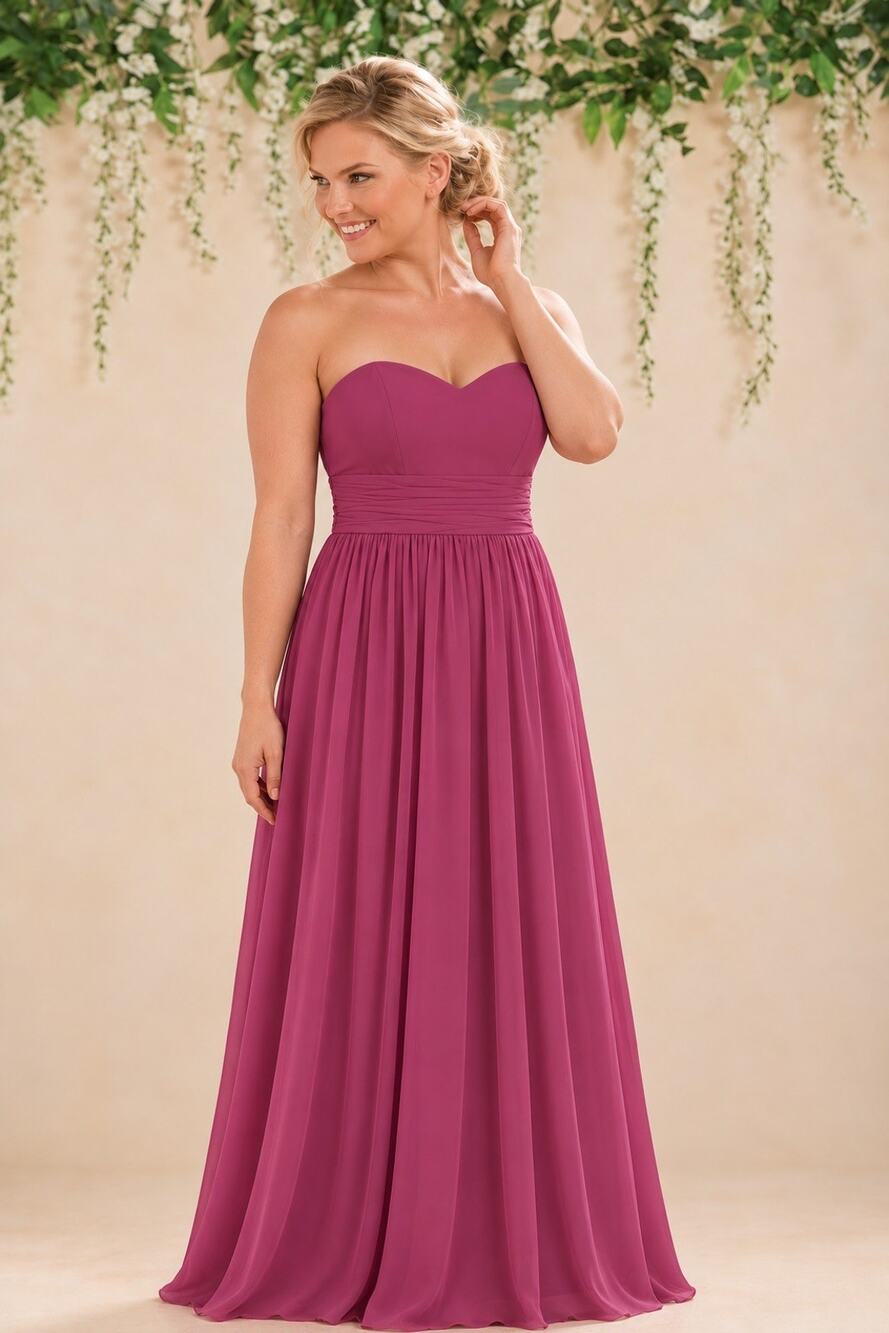 Jasmine Bridal Bridesmaid Dress 16 Strapless Chiffon A-Line Cosmopolitan Berry